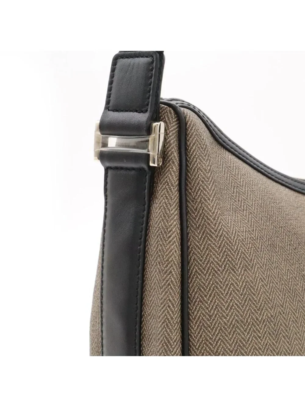 Bvlgari Weekend Shoulder Bag Crossbody Leather Gray Black Silver